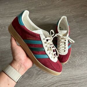 Adidas Gazelle Men's Burgundy and Teal Sneakers M9